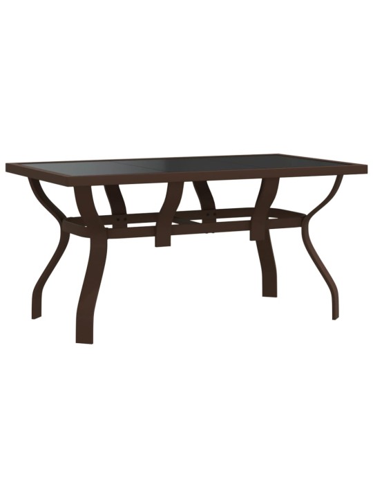 Sodo stalas, rudas ir juodas, 140x70x70cm, plienas ir stiklas