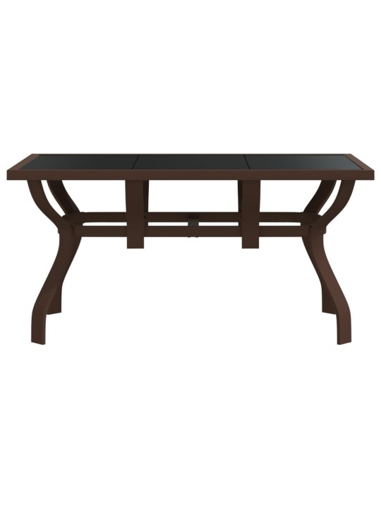 Sodo stalas, rudas ir juodas, 140x70x70cm, plienas ir stiklas
