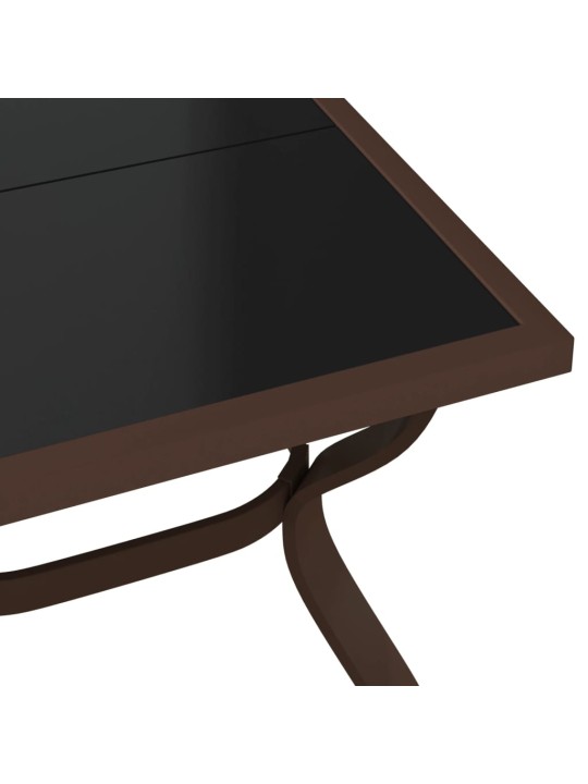 Sodo stalas, rudas ir juodas, 140x70x70cm, plienas ir stiklas