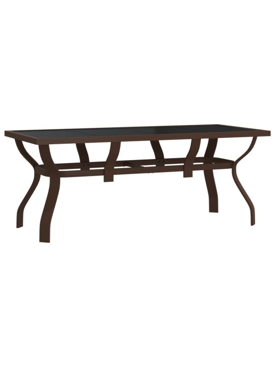 Sodo stalas, rudas ir juodas, 180x80x70cm, plienas ir stiklas