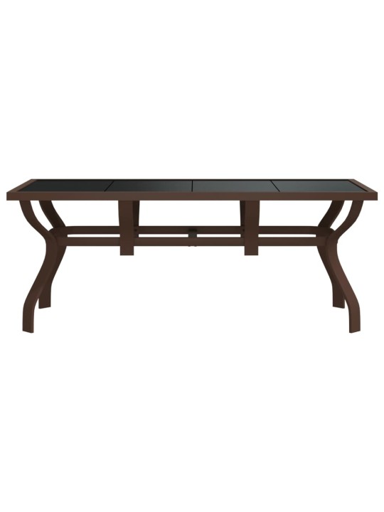 Sodo stalas, rudas ir juodas, 180x80x70cm, plienas ir stiklas