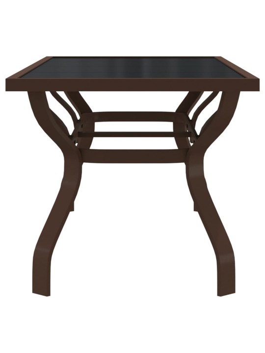 Sodo stalas, rudas ir juodas, 180x80x70cm, plienas ir stiklas