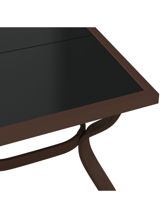 Sodo stalas, rudas ir juodas, 180x80x70cm, plienas ir stiklas