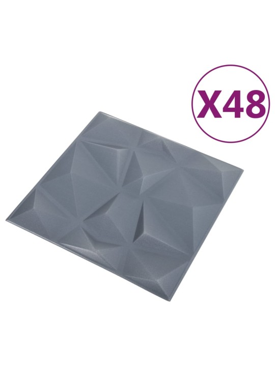 3D sienų plokštės, 48vnt., deimantų pilkos, 50x50cm, 12m²