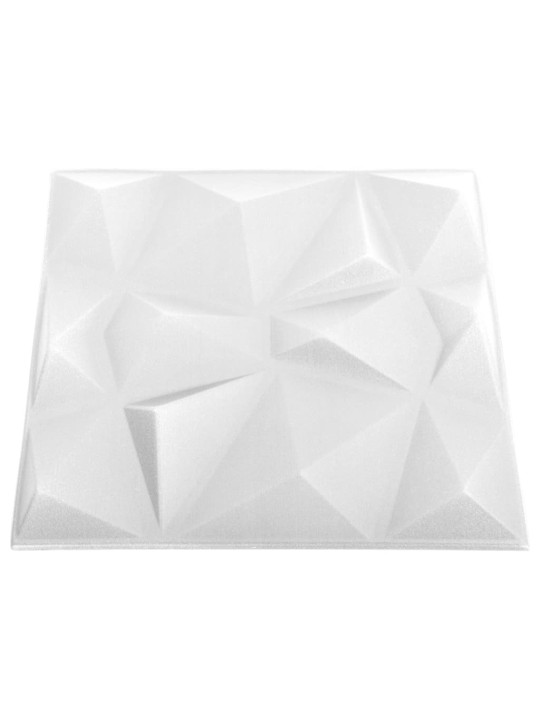 3D sienų plokštės, 12vnt., deimantų baltos, 50x50cm, 3m²