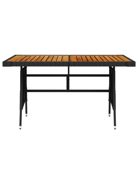 Sodo stalas, juodas, 130x70x72cm, poliratanas ir akacija