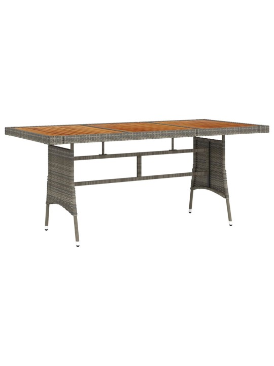 Sodo stalas, pilkas, 160x70x72cm, poliratanas ir akacija