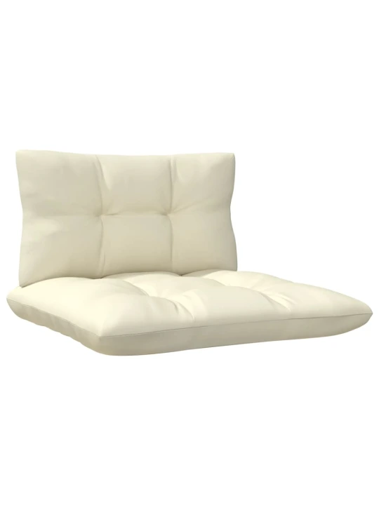 Dvivietė sodo sofa su kreminėmis pagalvėlėmis, pušies masyvas