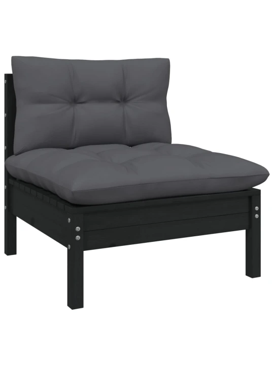 Dvivietė sodo sofa su antracito pagalvėlėmis, pušies masyvas