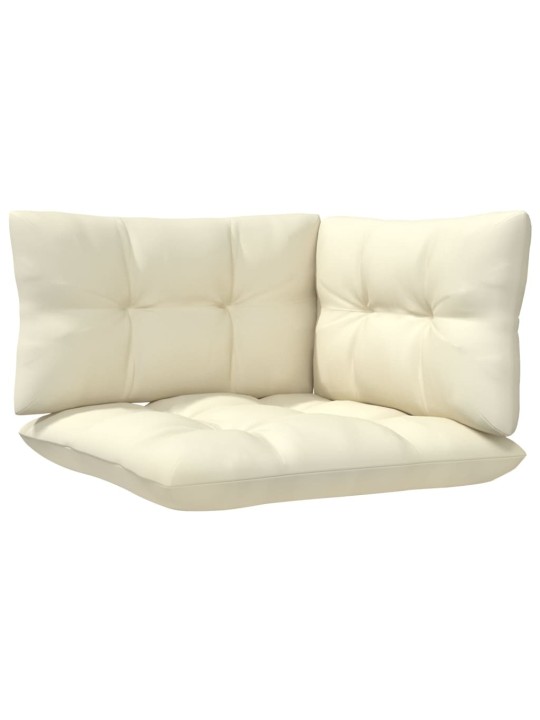 Dvivietė sodo sofa su kreminėmis pagalvėlėmis, pušies masyvas
