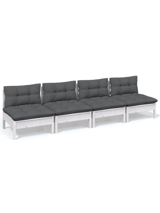 Keturvietė sodo sofa su antracito pagalvėlėmis, pušies masyvas
