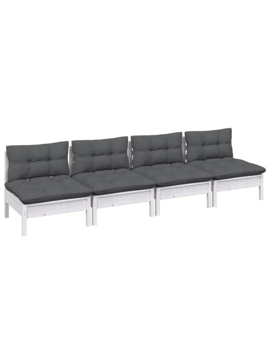 Keturvietė sodo sofa su antracito pagalvėlėmis, pušies masyvas