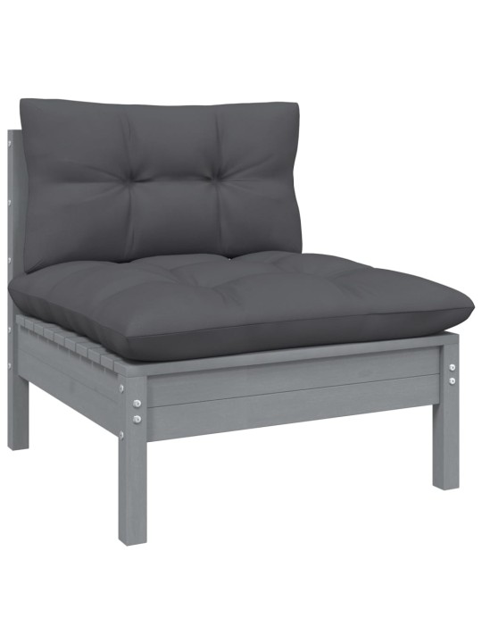 Keturvietė sodo sofa su antracito pagalvėlėmis, pušies masyvas