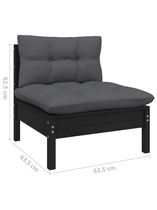 Keturvietė sodo sofa su antracito pagalvėlėmis, pušies masyvas