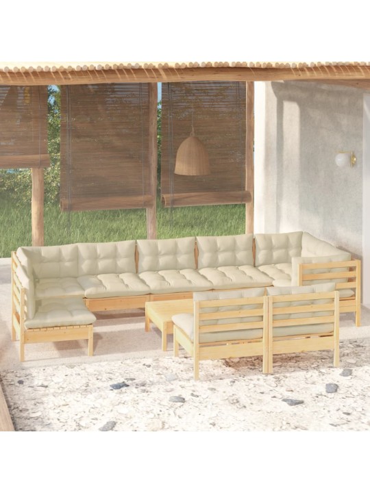 Sodo komplektas su pagalvėlėmis, 10 dalių, pušies masyvas