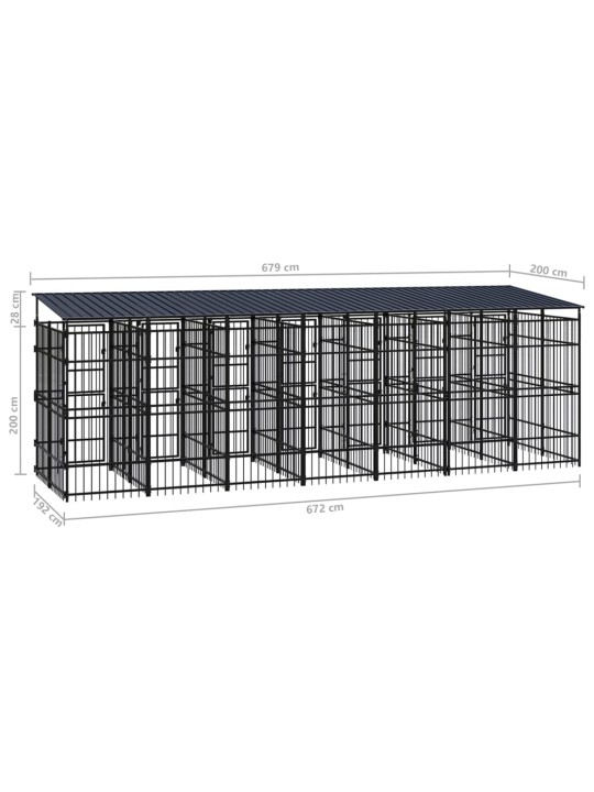 Lauko voljeras šunims su stogu, plienas, 12,9m²