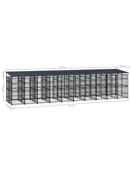 Lauko voljeras šunims su stogu, plienas, 18,43m²