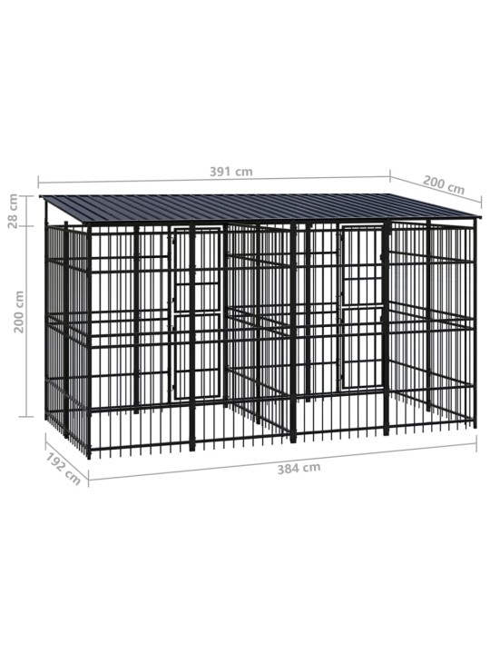 Lauko voljeras šunims su stogu, plienas, 7,37m²
