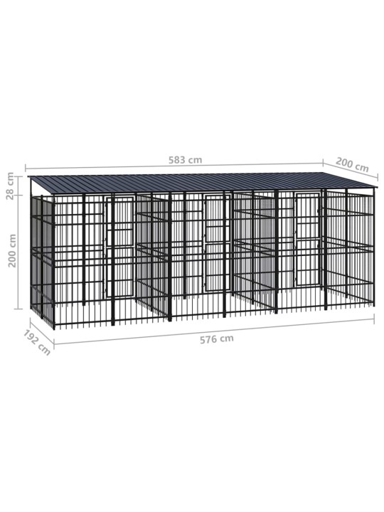 Lauko voljeras šunims su stogu, plienas, 11,06m²