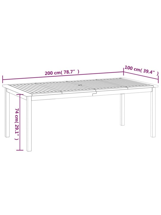 Sodo stalas, 200x100x74cm, akacijos medienos masyvas