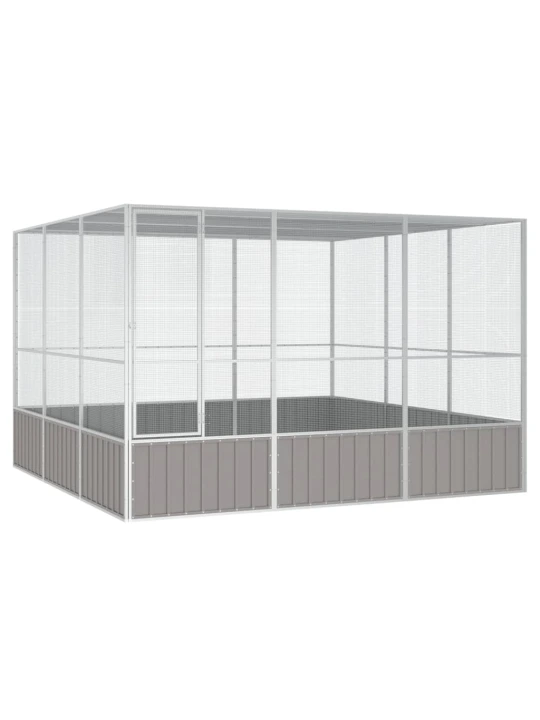 Paukščių narvas, pilkas, 302,5x324,5x211,5cm, plienas