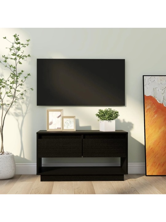 Televizoriaus spintelė, juoda, 74x34x40cm, pušies masyvas