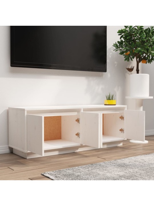 Televizoriaus spintelė, balta, 110x34x40cm, pušies masyvas