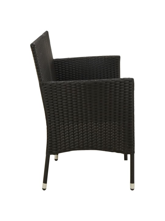 Trivietė sodo sofa su pagalvėlėmis, juodos spalvos, poliratanas