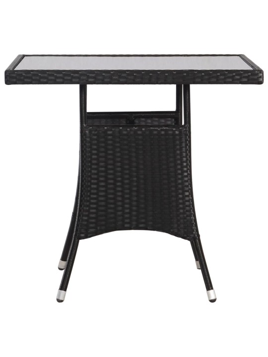 Sodo stalas, juodas, 80x80x74cm, poliratanas