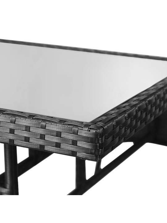 Sodo stalas, juodas, 80x80x74cm, poliratanas