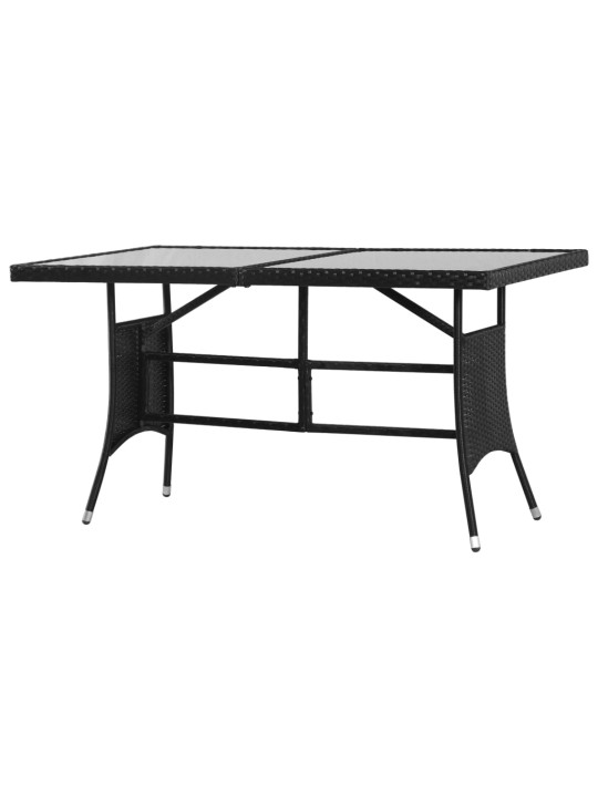 Sodo stalas, juodas, 140x80x74cm, poliratanas