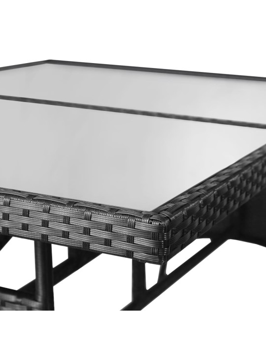 Sodo stalas, juodas, 140x80x74cm, poliratanas