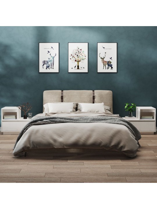 Naktinės spintelės, 2vnt., baltos, 60x34x51cm, pušies masyvas