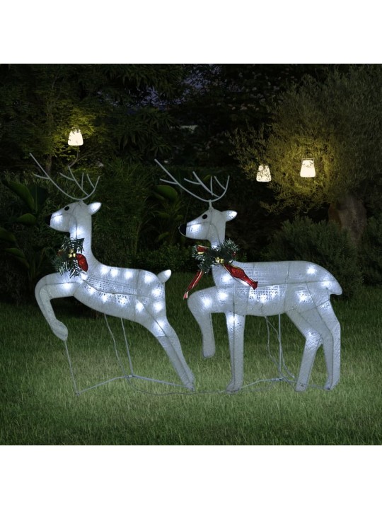 Kalėdiniai elniai, 2vnt., baltos spalvos, 40 LED lempučių