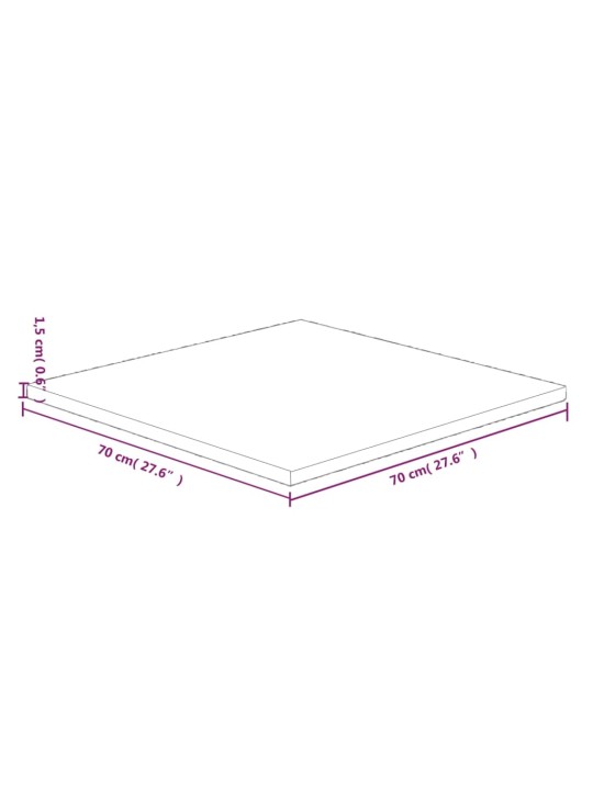 Stalviršis, 70x70x1,5cm, neapdorotas ąžuolo medienos masyvas
