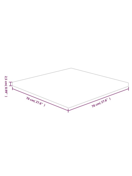 Stalviršis, 70x70x2,5cm, neapdorotas ąžuolo medienos masyvas