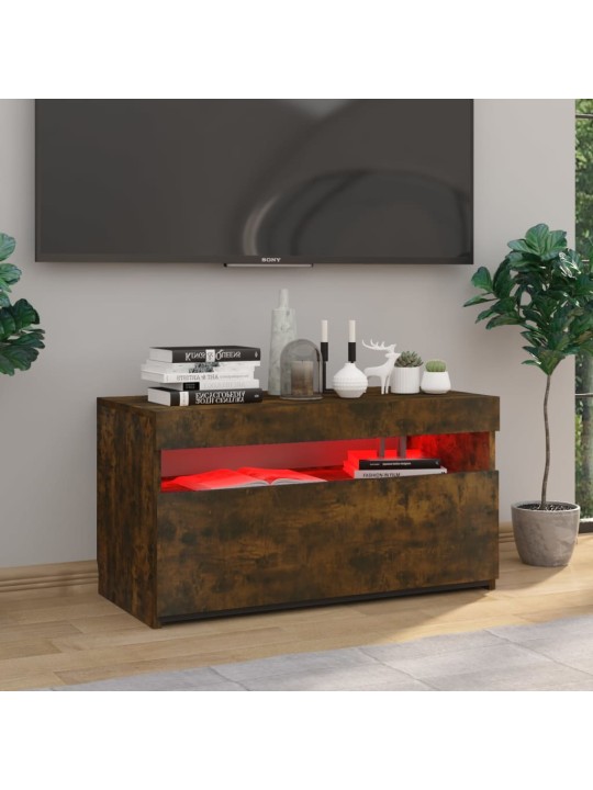 Televizoriaus spintelė su LED, dūminio ąžuolo, 75x35x40cm