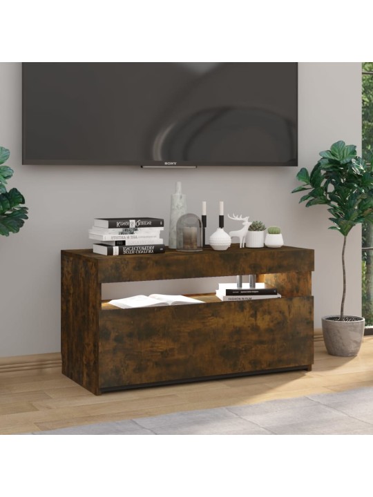 Televizoriaus spintelė su LED, dūminio ąžuolo, 75x35x40cm