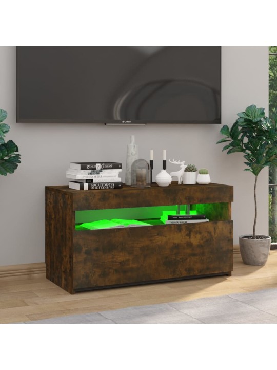 Televizoriaus spintelė su LED, dūminio ąžuolo, 75x35x40cm