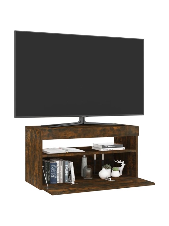 Televizoriaus spintelė su LED, dūminio ąžuolo, 75x35x40cm