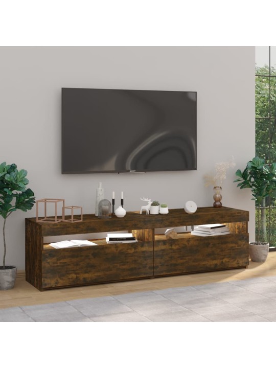 Televizoriaus spintelės su LED, 2vnt., ąžuolo, 75x35x40cm