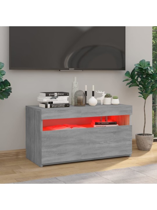 Televizoriaus spintelė su LED apšvietimu, pilka, 75x35x40cm