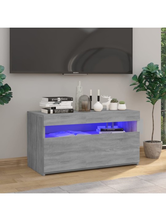 Televizoriaus spintelė su LED apšvietimu, pilka, 75x35x40cm