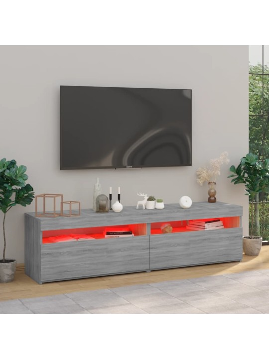 Televizoriaus spintelės su LED, 2vnt., pilkos, 75x35x40cm