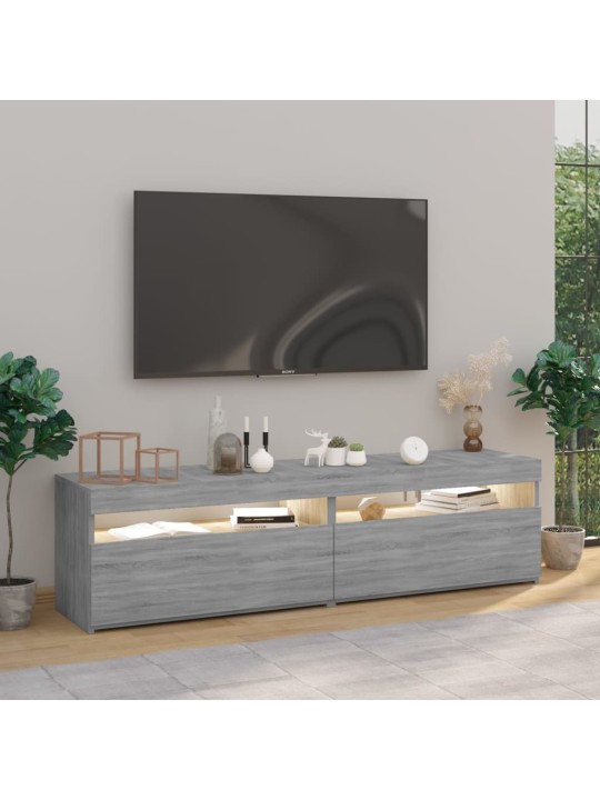 Televizoriaus spintelės su LED, 2vnt., pilkos, 75x35x40cm