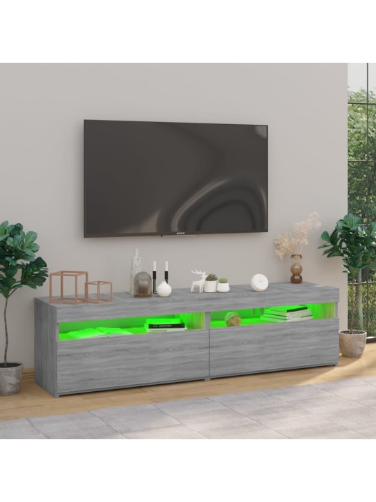 Televizoriaus spintelės su LED, 2vnt., pilkos, 75x35x40cm