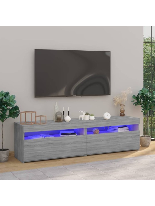 Televizoriaus spintelės su LED, 2vnt., pilkos, 75x35x40cm