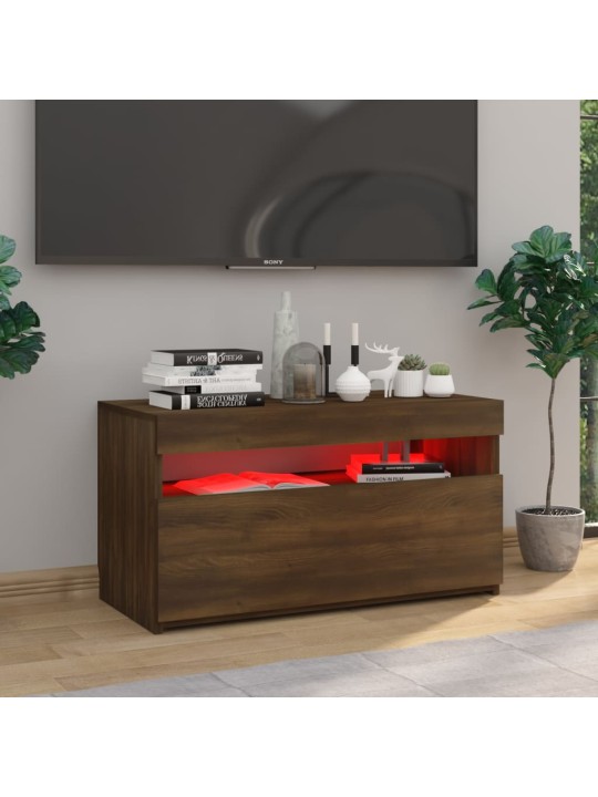 Televizoriaus spintelė su LED, ruda ąžuolo, 75x35x40cm