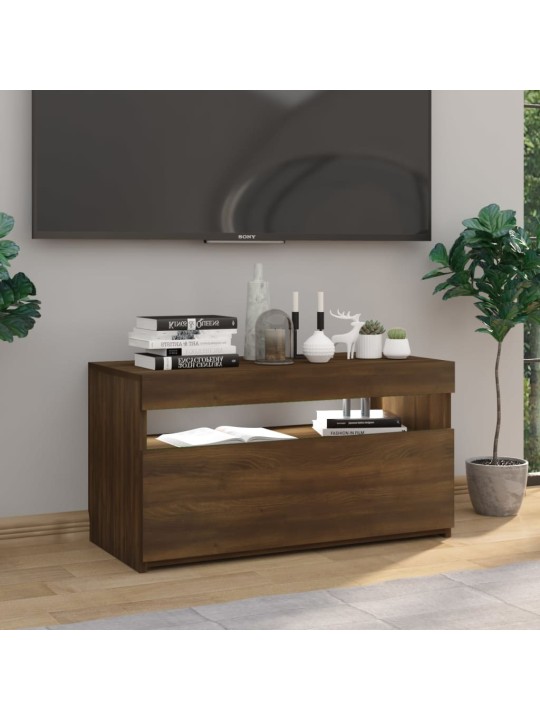 Televizoriaus spintelė su LED, ruda ąžuolo, 75x35x40cm