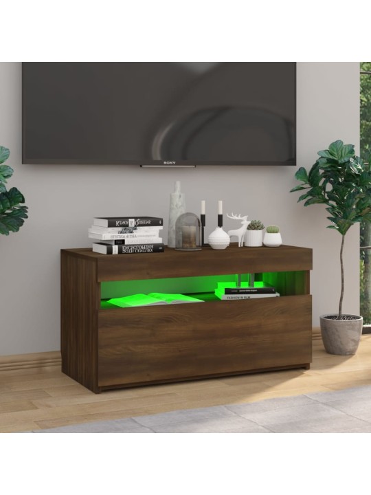 Televizoriaus spintelė su LED, ruda ąžuolo, 75x35x40cm